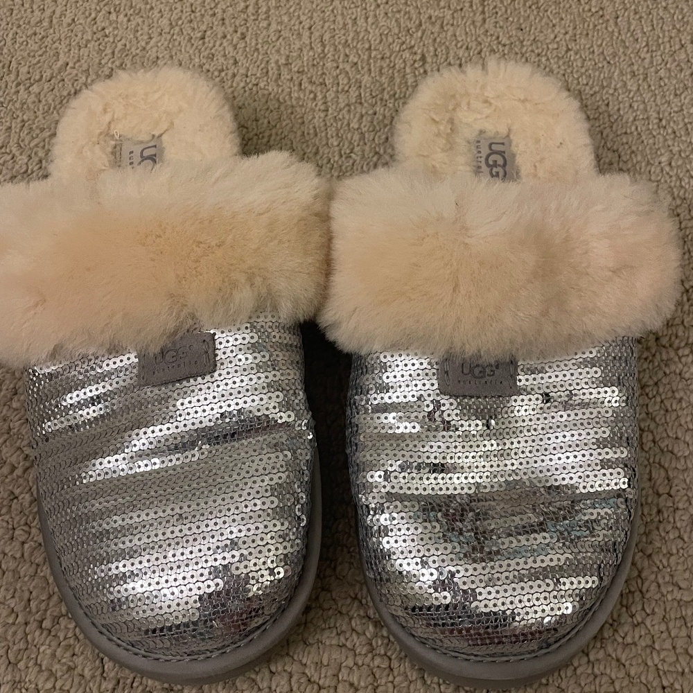 Silver Sequin UGG Slippers